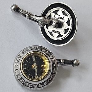 Vintage Guillermo Cini Sterling Silver & 14K Gold Compass Cufflinks – Nautical